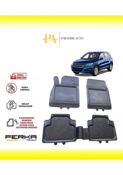 Volkswagen Tiguan 1 2007-2015 Uyarlanabilir Universal Havuzlu Paspas