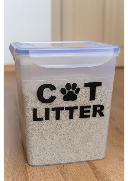 5,5 Lt Kedi Kumu Saklama Kabı Saklama Kutusu Hava Almaz Sızdırmaz Contalı Silikonlu Vakumlu