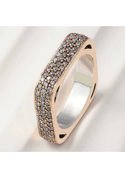 Gümüş 3 Sıra Kare Tamtur Kadın Yüzük