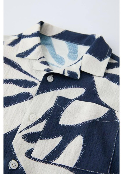 Lacivert Ince Keten Yaprak Desen Kaliteli Kumaş Erkek Çocuk Alt Üst Takım modelleri