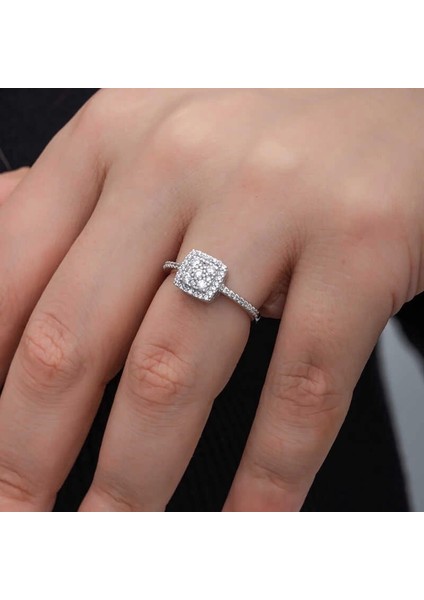 Gümüş Kare Zirkon Taşlı Kadın Yüzük fiyatları