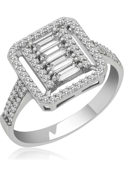 Gümüş Baget Kesim Kadın Yüzük