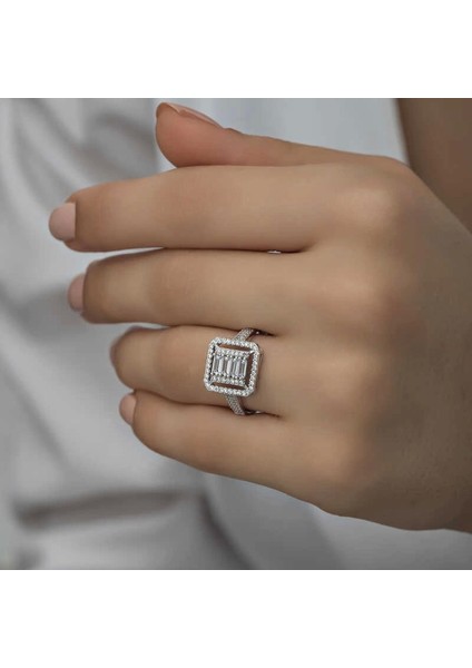 Gümüş Baget Kesim Kadın Yüzük modelleri