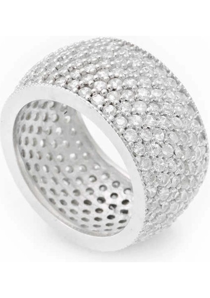 Gümüş 7 Sıra Beyaz Tamtur Bayan Alyans Yüzük