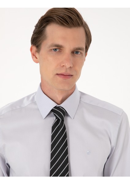 Erkek Gri Slim Fit Uzun Kollu Basic Gömlek 50305127-VR024 fiyatları