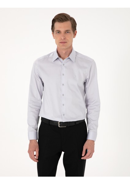 Erkek Gri Slim Fit Uzun Kollu Basic Gömlek 50305127-VR024 modelleri