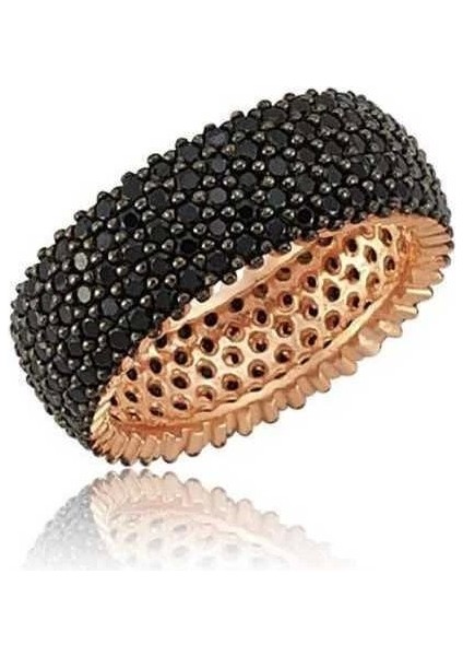 Gümüş 5 Sıra Siyah Tamtur Bayan Alyans Yüzük