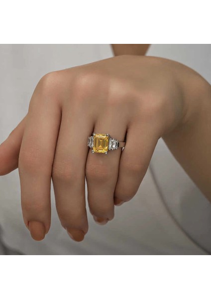 Gümüş Sarı Baget Taşlı Bayan Yüzük fiyatları
