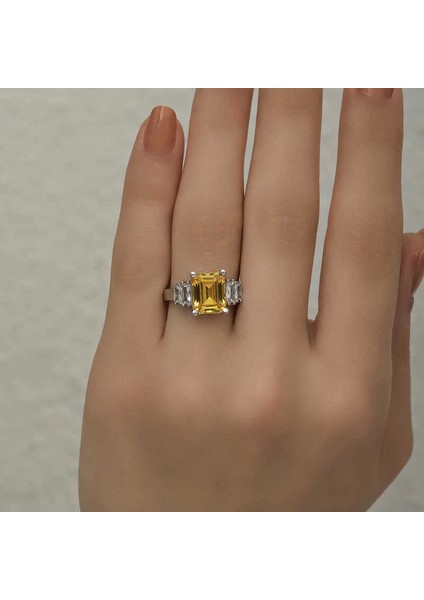 Gümüş Sarı Baget Taşlı Bayan Yüzük fırsatları