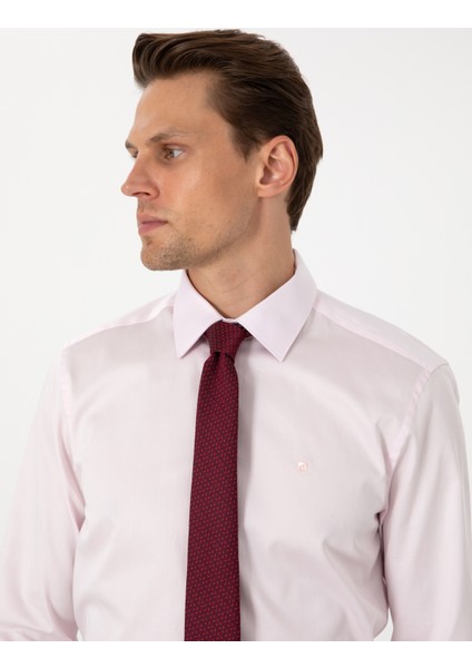 Erkek Açık Pembe Slim Fit Uzun Kollu Basic Gömlek 50305127-VR078