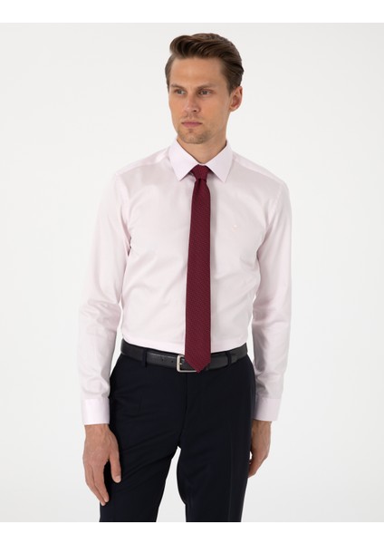 Erkek Açık Pembe Slim Fit Uzun Kollu Basic Gömlek 50305127-VR078