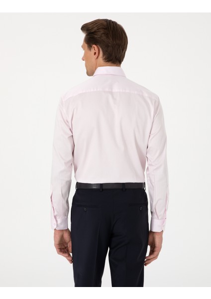 Erkek Açık Pembe Slim Fit Uzun Kollu Basic Gömlek 50305127-VR078