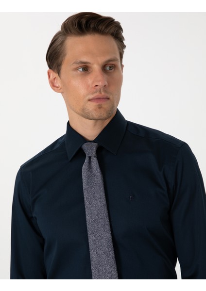 Erkek Lacivert Slim Fit Uzun Kollu Basic Gömlek 50305127-VR033 fiyatları