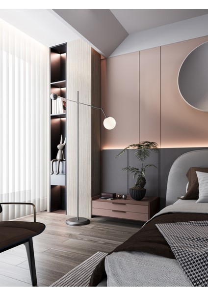 Artea Siyah Metal Gövdeli Lambader – Beyaz Cam Başlık, 90° Ayarlı Kol, Modern Asimetrik Tasarım