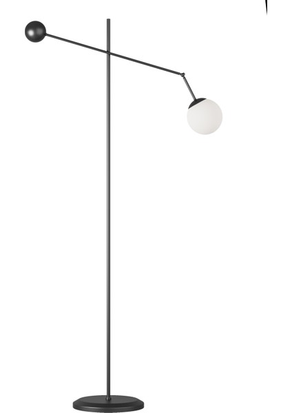 Artea Siyah Metal Gövdeli Lambader – Beyaz Cam Başlık, 90° Ayarlı Kol, Modern Asimetrik Tasarım modelleri