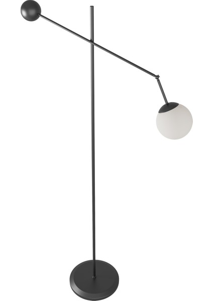 Artea Siyah Metal Gövdeli Lambader – Beyaz Cam Başlık, 90° Ayarlı Kol, Modern Asimetrik Tasarım fırsatları