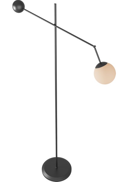 Artea Siyah Metal Gövdeli Lambader – Beyaz Cam Başlık, 90° Ayarlı Kol, Modern Asimetrik Tasarım indirimleri