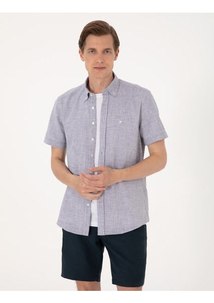 Erkek Lacivert Regular Fit Kısa Kollu Gömlek 50307073-VR033 modelleri