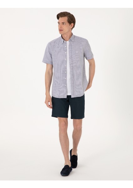 Erkek Lacivert Regular Fit Kısa Kollu Gömlek 50307073-VR033 fırsatları