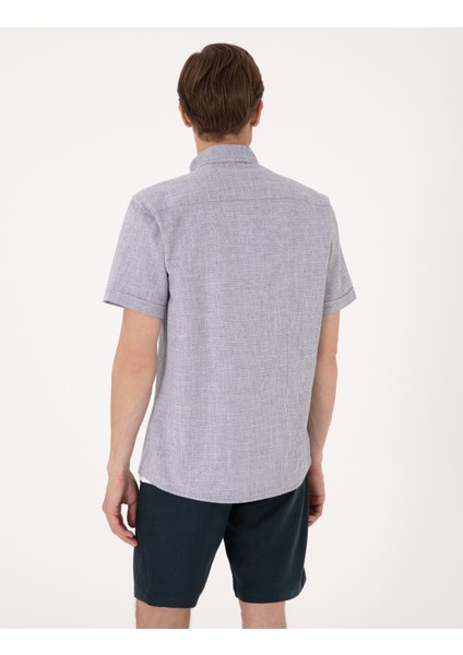 Erkek Lacivert Regular Fit Kısa Kollu Gömlek 50307073-VR033 indirimleri