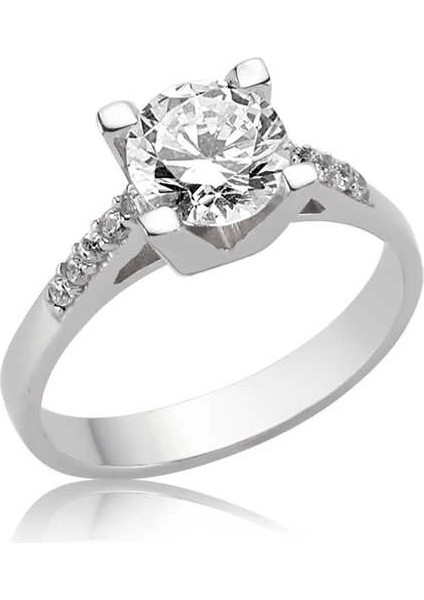 Gümüş Tek Taş Bayan Yüzük