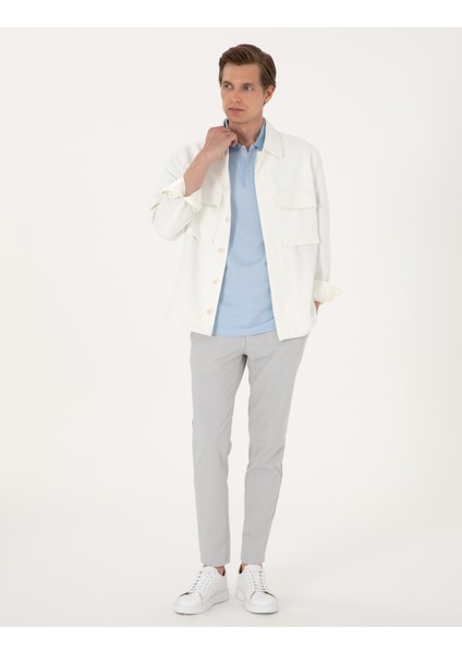Erkek Beyaz Regular Fit Gömlek Ceket 50305742-VR013