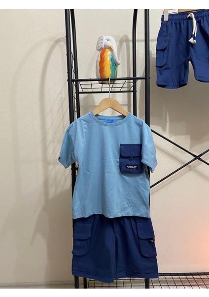 Lacivert Kargo Cep Şort Detaylı Kaliteli Kumaş Erkek Çocuk Alt Üst Takım indirimleri