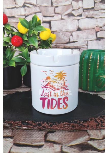 Lost In The Tides Yaz Temalı Baskılı Seramik Kapaklı Kokusuz Küllük