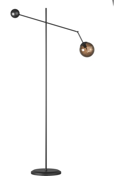 Artea Siyah Metal Gövdeli Lambader – Bal Cam Başlık, 90° Ayarlı Kol, Modern Asimetrik Tasarım fiyatları