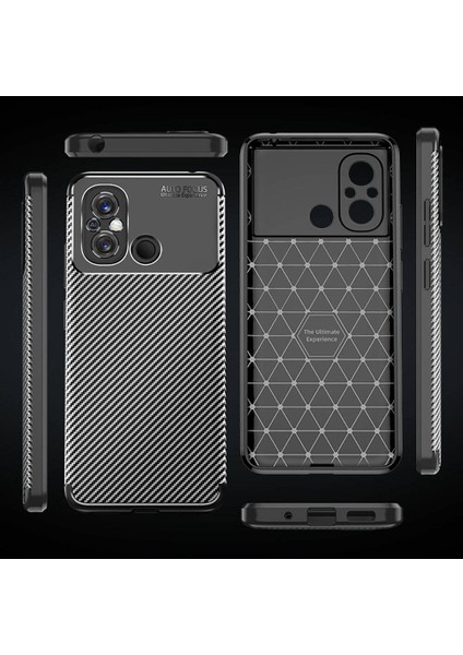 Xiaomi Redmi 12C Kılıf Kamera Korumalı Karbon Desenli Lux Negro Silikon - Siyah + Cam Ekran Koruyucu