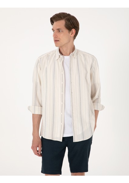 Erkek Lacivert Regular Fit Uzun Kollu Gömlek 50307170-VR033