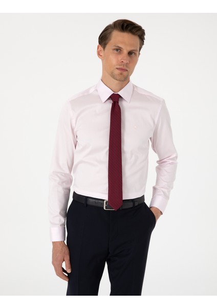 Erkek Açık Pembe Slim Fit Uzun Kollu Basic Gömlek 50305127-VR078