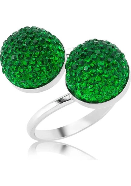 Gümüş Kristal Taşlı Bayan Yüzük