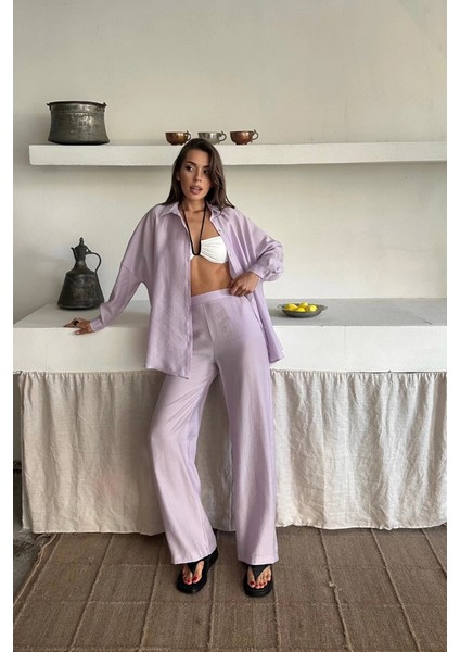 Gömlek - Pantolon Takım - Lila