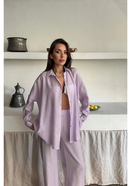 Gömlek - Pantolon Takım - Lila modelleri