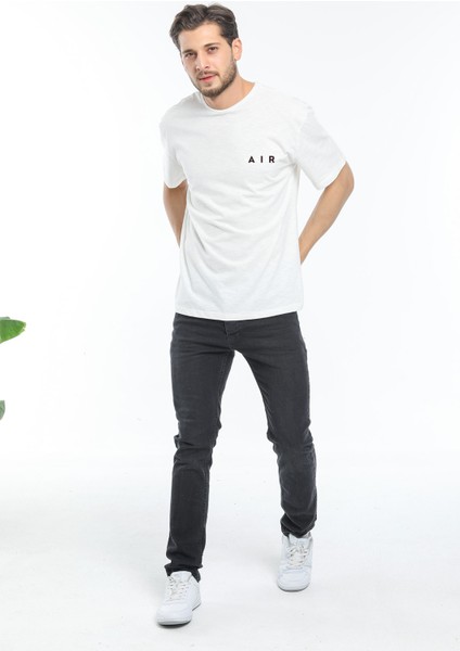 Süperlife Erkek Bisiklet Yaka Slim Fit Air Baskılı Tişort SPR21Y23