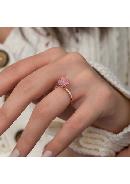 Gümüş Rose Pembe Lotus Çiçeği Yüzük fiyatları