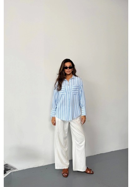 Çizgili Gömlek - Mavi fiyatları