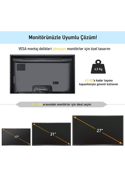 Zeno Mp1 Universal Vesa Dönüştürücü Monitör Bağlantı Aparatı 17''-27'' Uyumlu Ayarlanabilir Braket