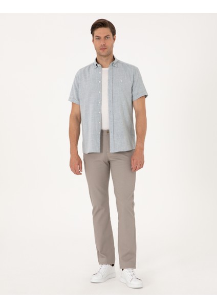 Erkek Taş Regular Fit Beli Lastikli Kanvas Pantolon 50308104-VR049