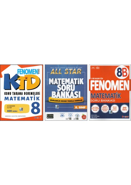 Fenomen 8.sınıf Konu Tarama Denemeleri+Newton All Star+Fenomen 8b Matematik (3 Kitap)