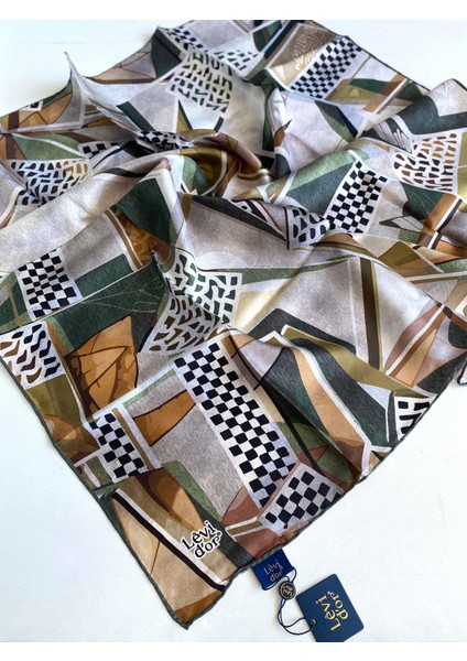 Tivil Saf Ipek Eşarp 49452 Yeşil Karışık Desen