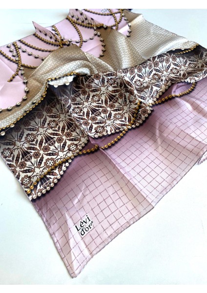 Tivil Saf Ipek Eşarp 49384 Pudra Karışık Desen