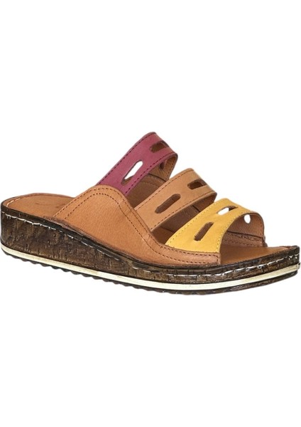 25Y NBL05 Taba Kadın Hakiki Deri Günlük Terlik