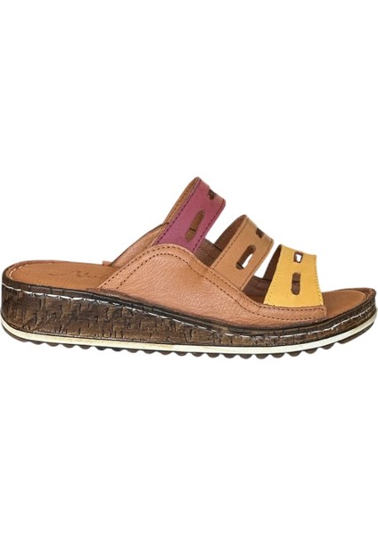 25Y NBL05 Taba Kadın Hakiki Deri Günlük Terlik fiyatları