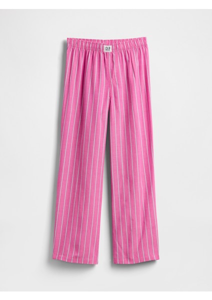 Erkek Çocuk Pembe Geri Dönüştürülmüş Poplin Pijama Pantolonu