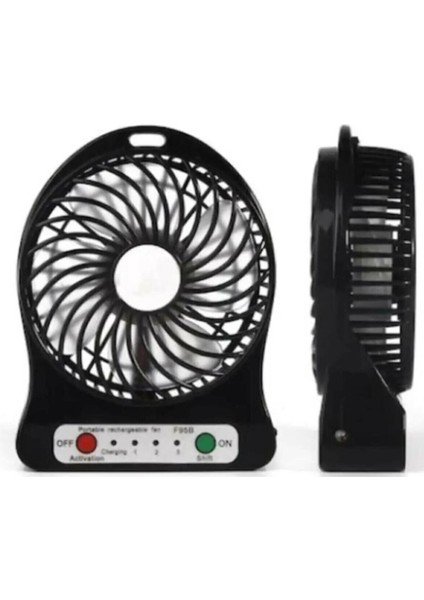 3 Kademe Şarjlı Masaüstü USB Mini Taşınabilir Vantilatör Fan Siyah Turuncu fiyatları