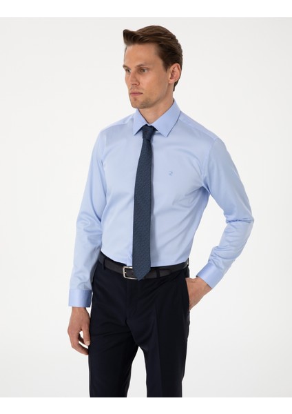 Erkek Koyu Mavi Slim Fit Uzun Kollu Basic Gömlek 50305127-VR032 modelleri