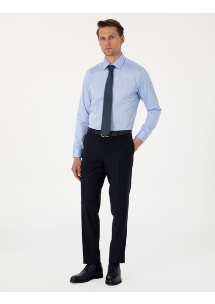 Erkek Koyu Mavi Slim Fit Uzun Kollu Basic Gömlek 50305127-VR032 fırsatları