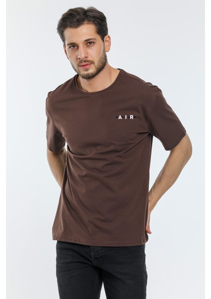 Süperlife Erkek Bisiklet Yaka Slim Fit Air Baskılı Tişort SPR21Y23